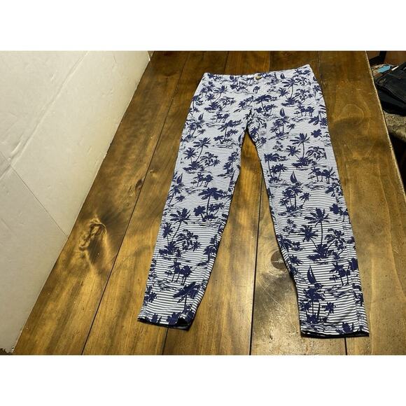 VINEYARD VINES Pants Women 4 Blue Tropical Island Striped Skinny Chino Palm Tree - Picture 1 of 10